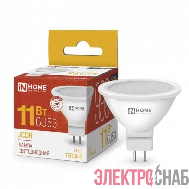 Лампа светодиодная LED-JCDR-VC 11Вт рефлектор 3000К тепл. бел. GU5.3 990лм 230В IN HOME 4690612020341