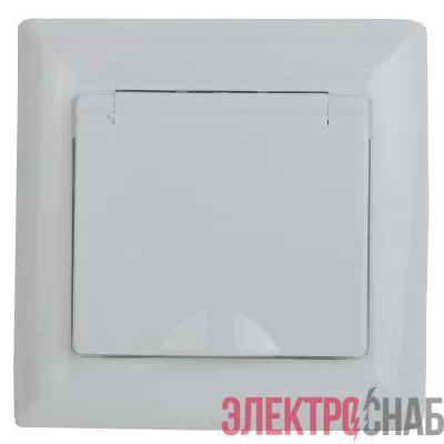 Розетка 1-м СП Solo 16А 250В IP44 2P+E Schuko защ. шторки с крышкой бел. Intro Б0043361
