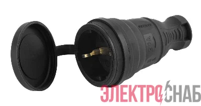 Разъем каучуковый с заземл. прям. 16А IP44 черн. Эра Б0044541