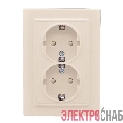 Розетка 2-м СП Минск 16А IP20 с заземл. защ. шторки беж. EKF ERR16-128-200