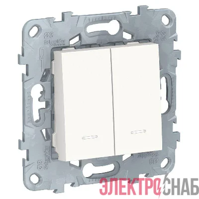 Выключатель 2-кл. 2-мод. UNICA NEW с подсветкой 2х(сх.1а) бел. SchE NU521118N