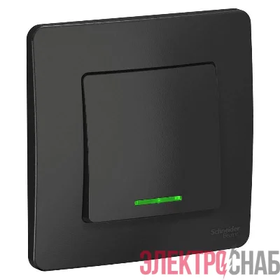 Выключатель 1-кл. СП Blanca 10А IP20 (сх. 1) 250В с подсветкой антрацит SE BLNVS010116