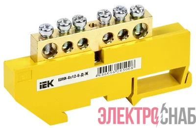 Шина PE "земля" на DIN-изол. ШНИ-8х12-6-Д-Ж IEK YNN10-812-6D-K05