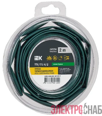 Трубка термоусадочная ТТУ нг-LS 4/2 зел. (уп.2м) IEK UDR12-004-002-002-K06-T