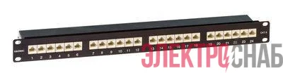 Патч-панель экранированная 19дюйм 1U кат.6 RJ45 LSA 24 порта DKC RN6PPF241BK