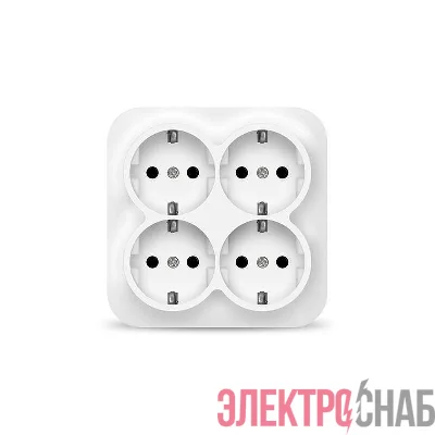 Розетка 4-м ОП 16А IP20 с заземл. бел. квадрат IONICH 1449