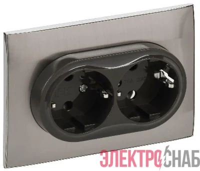 Розетка 2-м SKANDY 16А с заземл. без защ. шторок в сборе SK-R08N никель IEK SK-R21-16-K50-F