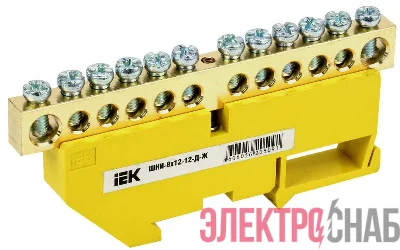Шина PE "земля" на DIN-изол. ШНИ-8х12-12-Д-Ж IEK YNN10-812-12D-K05