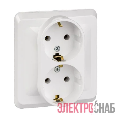 Розетка 2-м СП Этюд 16А IP20 250В с заземл. без защ. шторок бел. SE PC16-007B