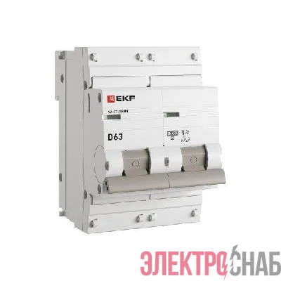 Выключатель автоматический модульный 2п D 63А 10кА ВА 47-100M электромагнит. расцеп. PROxima EKF mcb47100m-2-63D-pro