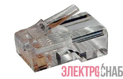 Разъем RJ45 8P8C кат.5E UTP PLUG-8P8C-U-C5-100 для ож и мж кабеля Hyperline 49377