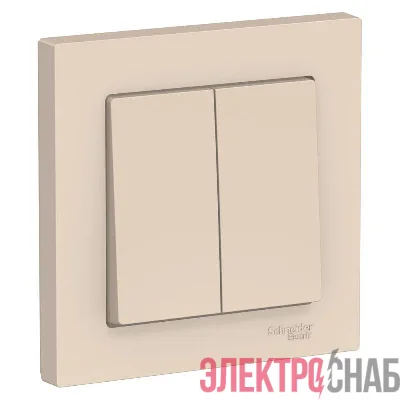 Выключатель 2-кл. СП AtlasDesign 10А IP20 (сх. 5) 10AX в сборе беж. SE ATN000252