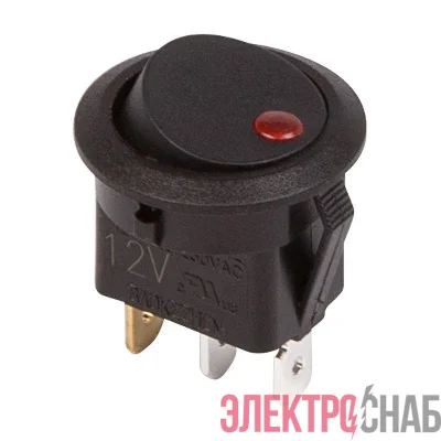 Выключатель клавишный круглый 12В 20А (3с) ON-OFF черн. подсветка красн. (RWB-215 MIRS-101Е-8С/D) Rexant 36-2580