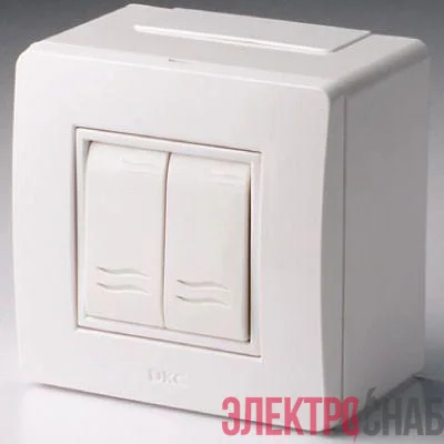 Коробка с выключателем 2-кл. 2мод. ОП Brava 10А IP20 PDD-N60 бел. DKC 10001