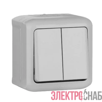 Выключатель 2-кл. ОП Quteo 10А IP44 10АХ сер. Leg 782332
