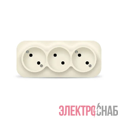Розетка 3-м ОП 10А IP20 без заземл. сл. кость IONICH 1450
