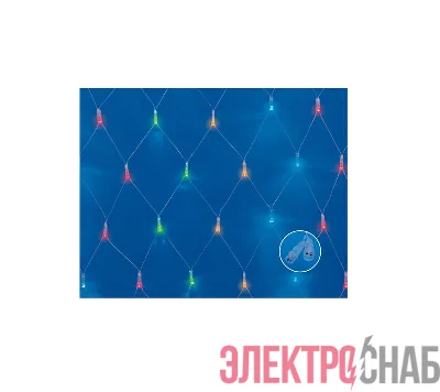 Сетка LED с эффектом мерцания ULD-N1515-96/TTK MULTI IP44 1.5х1.5м соедин. 96 диодов разноцвет. свет провод прозр. Uniel UL-00007218