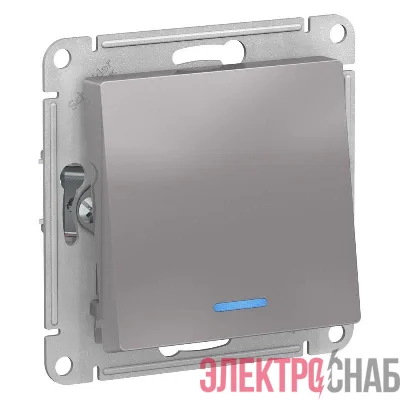 Механизм переключателя проходного 1-кл. СП AtlasDesign 10А IP20 (сх. 6а) 10AX с подсветкой алюм. SchE ATN000363