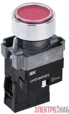 Кнопка LA167-BWF3472 d22мм RC 1НЗ с подсветкой красн. KARAT IEK BBT20-BWF3472-2-12-67-K04