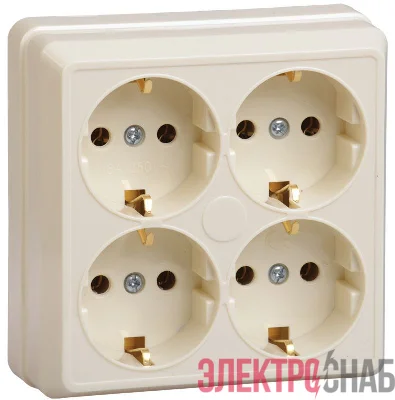 Розетка 4-м ОП Октава РС24-3-ОК 16А IP20 с заземл. крем. GENERICA ERO41-K33-16-DC