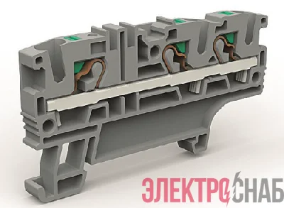 Клемма проходная 3 точки подключения на 4кв.мм DKC ZEFC410GR