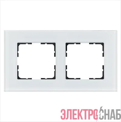 Рамка 2-м G-Glass стекло бел. White Glass Jasmart G1002GW