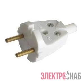 Вилка электрич. без заземл. бел. 6А 250В IP20 бел. с кембр. БЕЛТИЗ В6-001