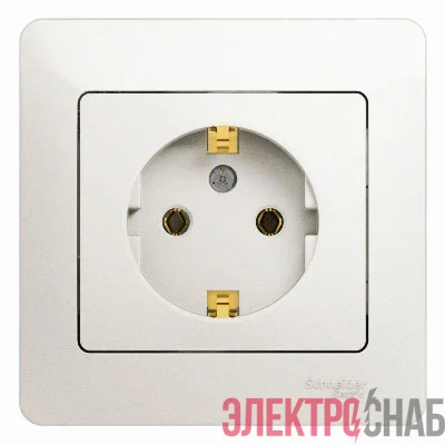 Розетка 1-м Glossa 16А с заземл. в сборе перламутр SchE GSL000642