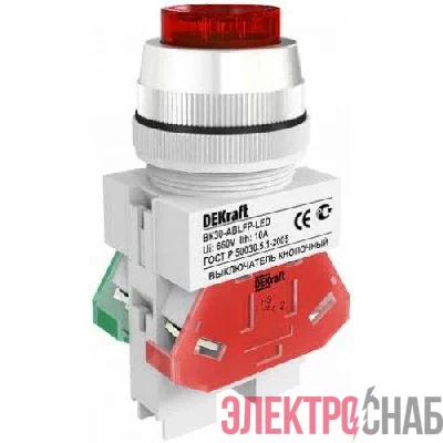 Выключатель кнопочный LED ABLFP ВК-22 d22мм 24В AC/DC зел. DEKraft 25069DEK