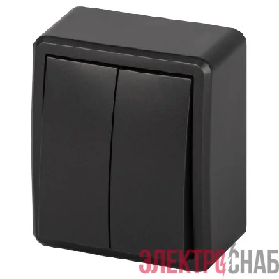 Выключатель 2-кл. ОП Эксперт 11-1204-05 IP20 10АХ-250В антрацит Эра Б0063026