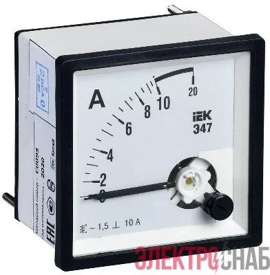 Амперметр Э47 72х72мм 10А кл. точн. 1.5 IEK IPA10-6-0010-E