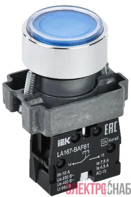Кнопка LA167-BAF61 d22мм 1НО син. KARAT IEK BBT20-BAF61-1-22-67-K07