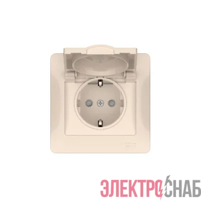 Розетка Glossa 16А IP20 с заземл. защ. шторки с крышкой быстрозажим. клем. в сборе беж. SE GSL000246S