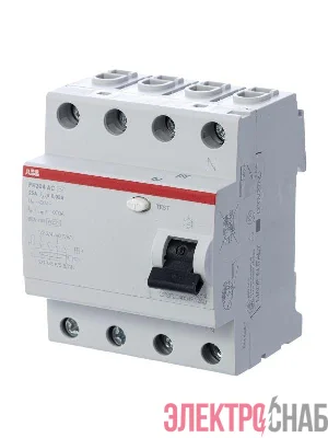 Выключатель дифференциального тока (УЗО) 4п 25А 30мА тип AC FH204 ABB 2CSF204004R1250
