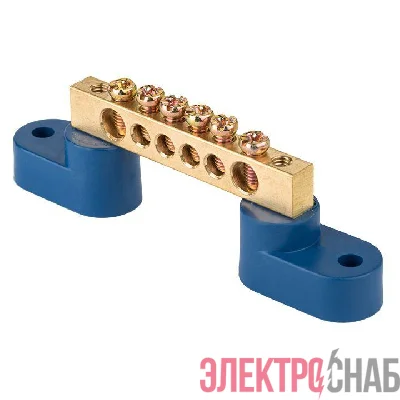 Шина нулевая N 8х12 6 отвер. латунь 2 син. угловых изолятора PROxima EKF sn0-125-06-2