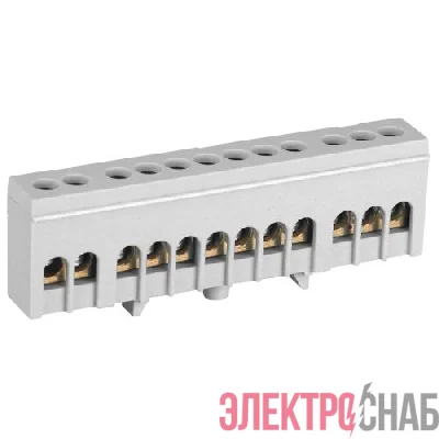 Шина L фаза в изолированном корпусе на DIN-рейку ШНИ-6х9-12-Д сер. NO-224-108 Эра Б0062946