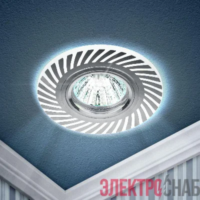 Светильник DK LD39 WH/CH /1 MR16 декор. со светодиодной подсветкой бел./хром ЭРА Б0048935