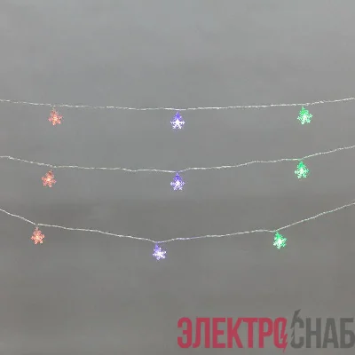 Гирлянда светодиодная "Снежинки" большие 5м 20LED мульти (RG/RB) IP20 230В мигание провод прозр. Neon-Night 304-024