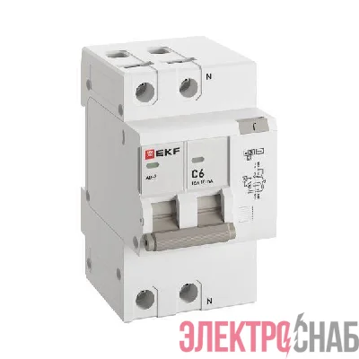 Выключатель автоматический дифференциального тока C 6А 10мА тип AC 6кА АД-2 (электрон.) PROxima EKF DA2-6-06-10-pro