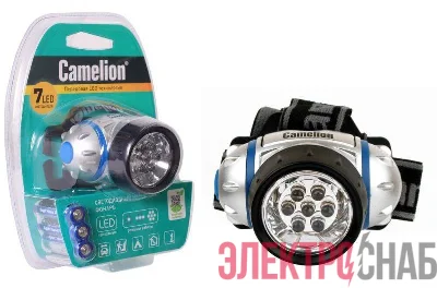 Фонарь налобный LED5310-7F3 7LED 3 режима 3хR03 (в компл.) металлик Camelion 7534