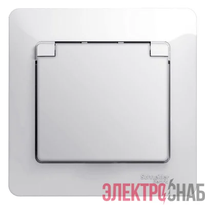 Розетка 1-м СП Glossa 16А IP20 с заземл. защ. шторки с крышкой в сборе бел. SE GSL000146