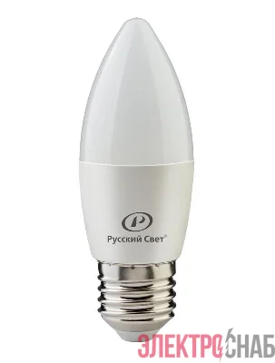 Лампа светодиодная RS LED C37 E27 6W 220-240V 6Вт свеча матовая 4000К нейтр. бел. E27 600лм 220-240В Ra90 Русский Свет 15010545061