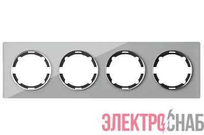 Рамка 4-м Garda горизонт стеклянная сер. 2E52401302 OneKeyElectro 2234937
