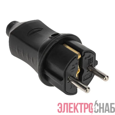 Вилка прямая влагозащ. 16А IP44 230В 2P+PE каучук черн. PROCONNECT 111-001-4