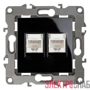 Розетка компьютерная 2-м Эра12 RJ45 12-3108-06 черн. Эра Б0014734