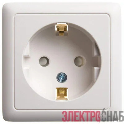 Розетка 1-м ОП Хит 16А IP20 250В с заземл. защ. шторки бел. SE RA16-138-B