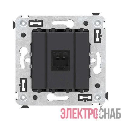 Розетка компьютерная 1-м СП Avanti "Черный матовый" RJ45 кат.5E без шторок механизм DKC 4412663