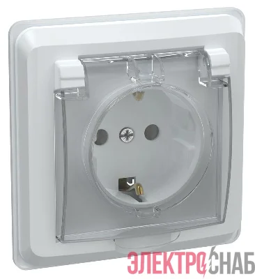 Розетка 1-м СП Вега РСбш10-3-ВБ 16А IP44 с заземл. защ. шторки с крышкой бел. GENERICA ERV16-K01-16-DM