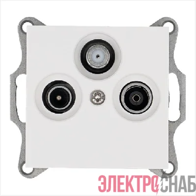 Розетка телевизионная оконечная TV + FM + SAT 3-м Ф9.5мм механизм бел. глянцевый Jasmart G6206W