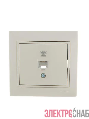 Розетка телефонная 1-м СП Mira RJ11 крем./крем.. LEZARD 701-0303-137